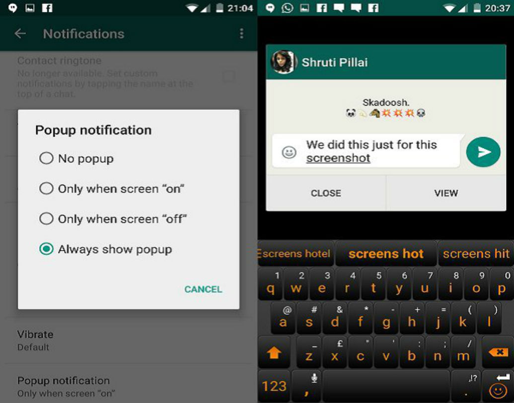 সেটিংস-এ গিয়ে নোটিফিকেশন অপশনে ক্লিক করুন। ‘পপ আপ নোটিফিকেশন’ খুলবে। এ বার সেখানে নিজের মেসেজ টাইপ করে পাঠিয়ে দিন। আপনার কথোপকথন আর অন্য কেউ দেখতে পাবে না।