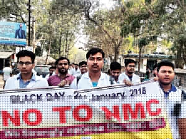 After checking up doctors have shown protest over Medical Council Bill