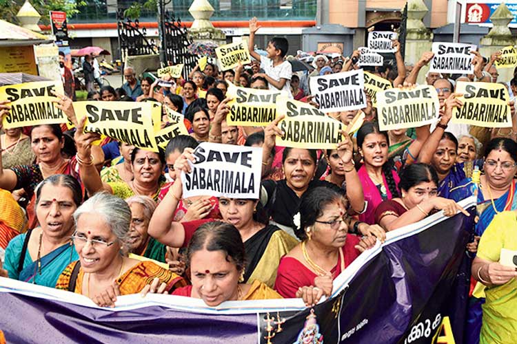 protesting women at sabrimala temple pulling social progress in backward direction 
