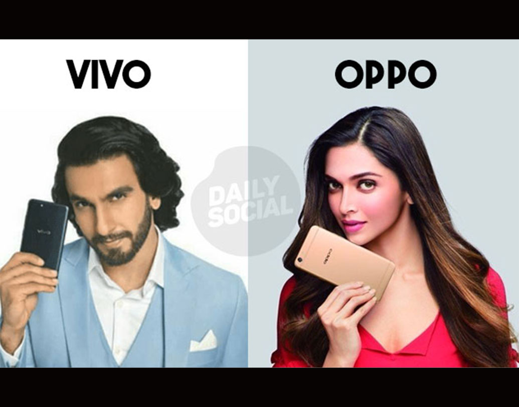 রণবীর সিংহ বিজ্ঞাপন করছেন, চায়না বেসড স্মার্টফোন ভিভোর হয়ে, আর দীপিকা কাজ করেছেন ওপ্পোর বিজ্ঞাপনে। এই দু’টি ব্র্যান্ড পরস্পরের মারাত্মক প্রতিদ্বন্দ্বী।