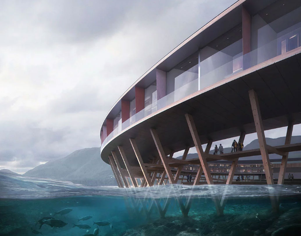 হোটেলের কিছু অংশ থাকবে হল্যান্ডসফিয়র্ডেনের বরফগলা জলের উপর। কাঠের পোলের উপর থাকবে সেই অংশটি।