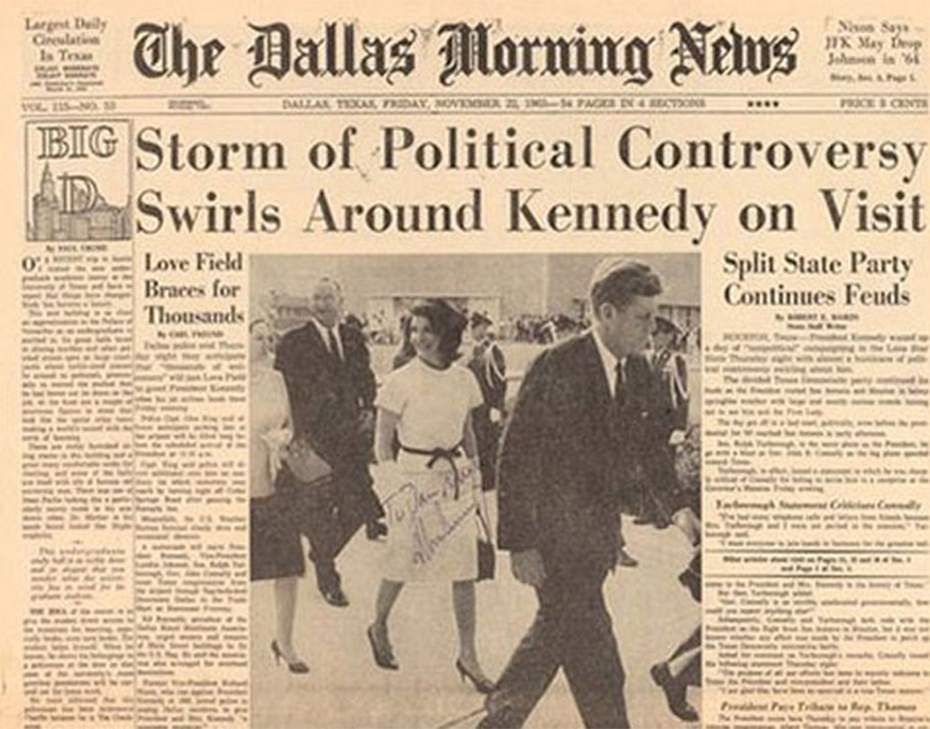 আমেরিকার প্রাক্তন প্রেসিডেন্ট জন এফ কেনেডিকে যে দিন হত্যা করা হল,তার ঠিক আগেই ডালাস মর্নিং নিউজে এক মহিলাকে এই স্বাক্ষর করে দিয়েছিলেন তিনি। ১৯৬৩ সালে প্রায় ২৮ লক্ষ টাকা মূল্য ধার্য হয়েছিল এই স্বাক্ষরিত কাগজটির।