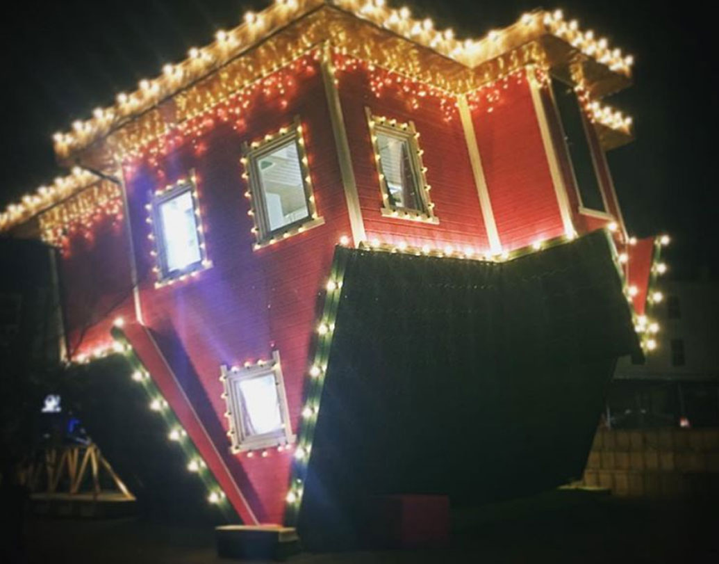 প্রায় নয় মাসের চেষ্টায় এমন একটা বাড়ি তৈরি করা হয়েছে, যার নকশা বিপরীত। অর্থাত্, সিলিংয়ের, ছাদের নকশাটা নীচে, আর মেঝে উপরে।