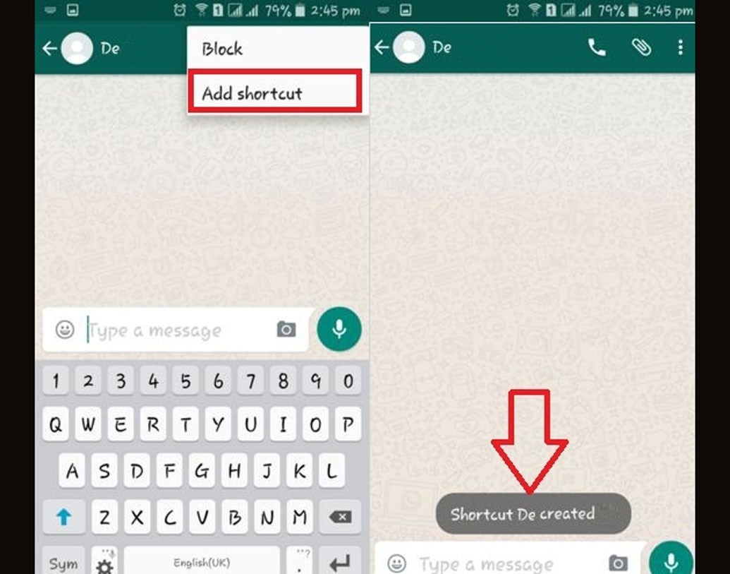 চ্যাট শর্টকাট: চ্যাটে গিয়ে মেনুতে ক্লিক করে অ্যাড শর্টকাট অপশন আসবে। এছাড়াও চ্যাটে গিয়ে সিলেক্ট করে মেনু ক্লিক করলেও আসবে শর্টকাট অপশন।