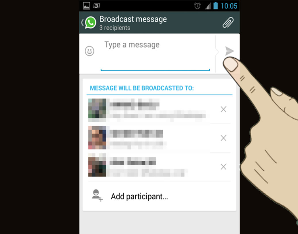 ব্রডকাস্ট মেসেজ: বাড়িতে একটা পার্টি হলে বা আলাদা করে কয়েক জনকে কিছু জানাতে চাইলে ‘নিউ ব্রডকাস্ট’ ফিচারটি একমাত্র উপায়। তবে গ্রাহকের নম্বর সেভ থাকলে তবেই তিনি ব্রডকাস্ট মেসেজ পাবেন। চ্যাটে গিয়ে ব্রডকাস্ট লিস্ট, নিউ লিস্ট, তার পর অ্যাড কন্ট্যাক্টস-এ ক্লিক করতে হবে।