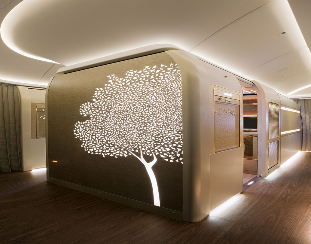 স্লিক ডিজাইনের স্লাইডিং ডোর-সহ এই ‘ক্লাসি টেক্সচার প্যানেল’ স্যুটের নকশা একেবারে মার্সিডিজ বেঞ্জ-এস ক্লাসের অনুকরণে তৈরি।