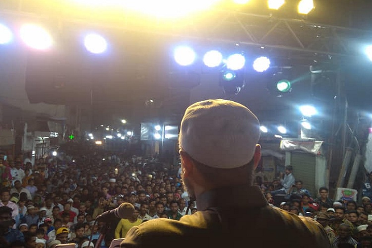 মালাকপেটের জনসভায় ভাষণ দিচ্ছেন আসাদউদ্দিন ওয়াইসি।