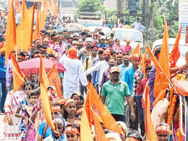 গোটা রাজ্যে বিজেপি রামনবমী উপলক্ষে শোভাযাত্রার আয়োজন করল। —নিজস্ব চিত্র।