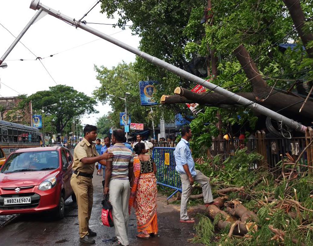 কৈলাস বোস স্ট্রিটে ট্রাফিক সিগনাল পোস্ট ভেঙে পড়ে রাস্তা বন্ধ হয়ে গিয়েছে। পাইকপাড়া ও শ্যামবাজারের নানা জায়গায় ভেঙে পড়েছে ল্যামপোস্ট। সাদার্ন অ্যাভিনিউতে বিপজ্জনক ভাবে ঝুলে আছে বাতিস্তম্ভ। ঝুঁকি নিয়ে চলছে রাস্তা পারাপার।