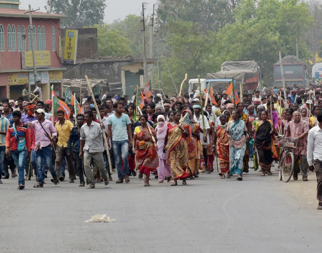 মহম্মদবাজারে বিজেপির মিছিল।