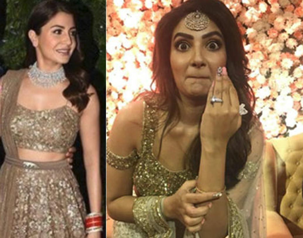 লেহেঙ্গা:  অনুষ্কার রিসেপশন এবং শুভশ্রীর এনগেজমেন্ট। অনুষ্কার মতোই লেহেঙ্গা পরেছিলেন বলে মনে করছেন সোশ্যাল মিডিয়ায় একটা বড় অংশ।