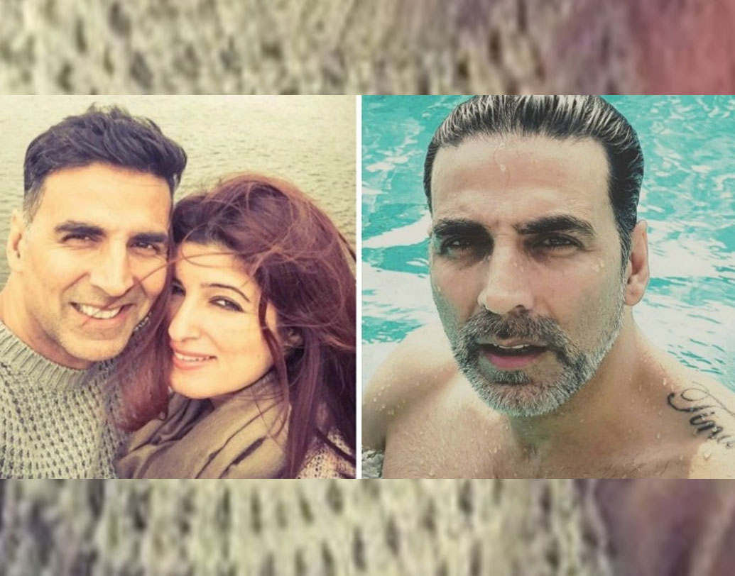 ছেলে আরব এবং নিতারার ট্যাটু আগেই করে নিয়েছিলেন। সম্প্রতি উয়াইফি টুইঙ্কল খন্নার ডাকনামও বাঁ-কাঁধে আঁকিয়ে নিয়েছেন অক্ষয় কুমার। শার্ট খুললেই দেখা যায়, টিনা নামটি। টুইঙ্কলের ডাকনাম। ১৭ বছরের দাম্পত্যের পরে প্রেমে ভাটা পড়েনি কিনা! ছবি: সংগৃহীত।