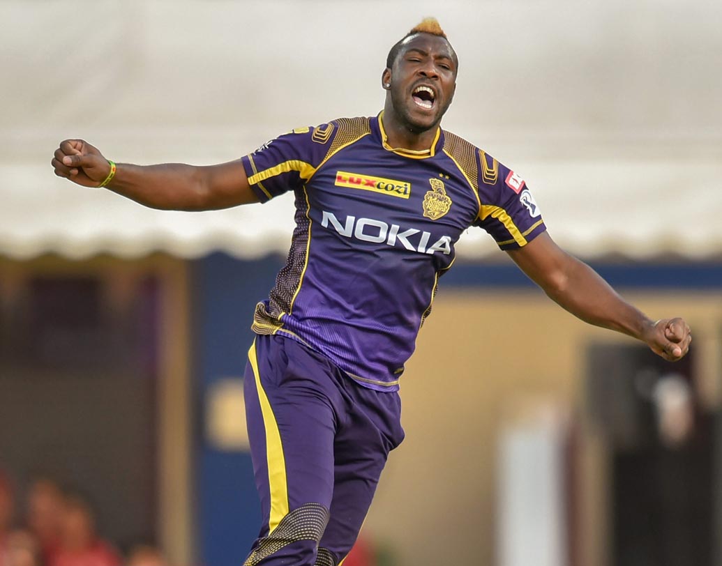 আন্দ্রে রাসেল: গত ম্যাচের হিরো। তাঁর অলরাউন্ড পারফরম্যান্স নাইটদের বহু ম্যাচ জিতিয়েছে। আজও নজর থাকবে তাঁর দিকে। ছবি: পিটিআই।