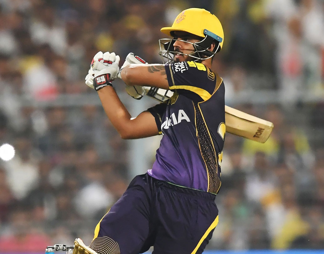 নীতীশ রাণা: সুস্থ থাকলে আজ তিনি প্রথম একাদশে থাকছেনই। তিনি না থাকলে থাকতে পারেন রিঙ্কু সিংহ। ছবি: এএফপি।