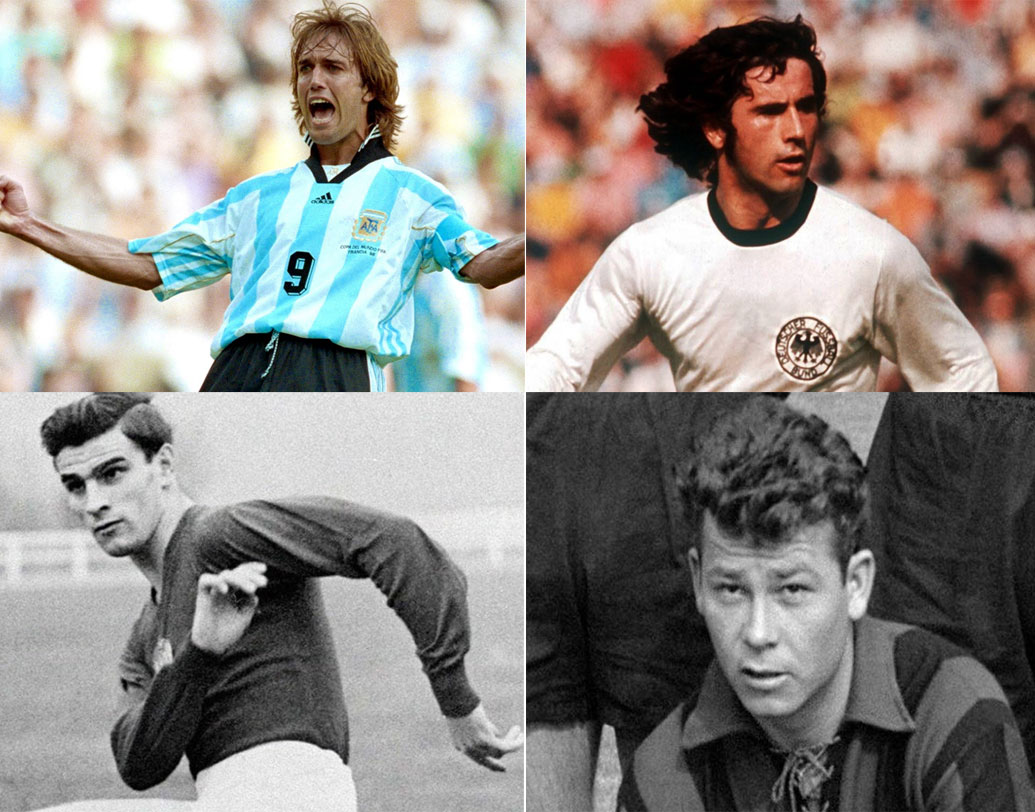 বিশ্বকাপে দু’বার হ্যাটট্রিকের রেকর্ড রয়েছে: গ্যাব্রিয়েল বাতিস্তুতা (আর্জেন্টিনা), গার্ড মুলার (জার্মানি), জাস্ট ফন্টেন (ফ্রান্স), স্যান্ডোর কক্সিস (হাঙ্গেরি)