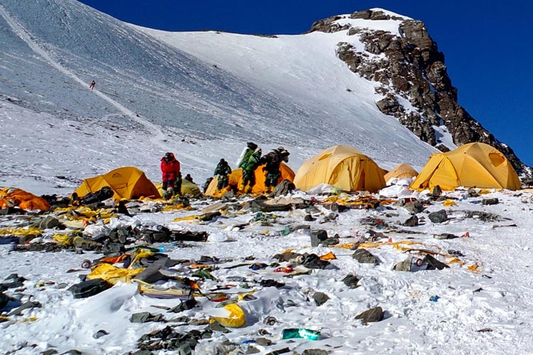 Many germs are preserved in Mount Everest due to climbers sneezes and coughs.