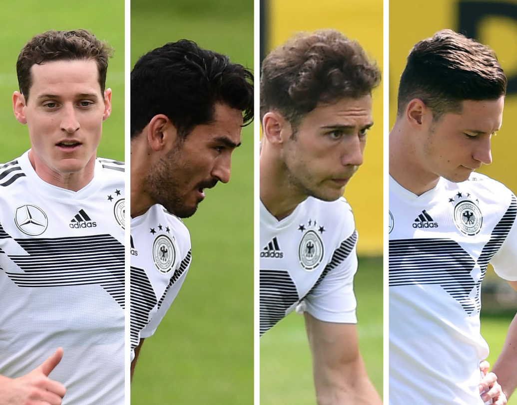 রক্ষণের মতো বেশ জমাট জার্মানদের মাঝমাঠ। (বাঁ-দিক থেকে) সেবাস্টিয়ান রুদি, ইলখাই গুন্ডোয়ান, লিয়ন গোরেৎজকা, জুলিয়ান ডাক্সলারের মতো নির্ভরযোগ্য ফুটবলার।