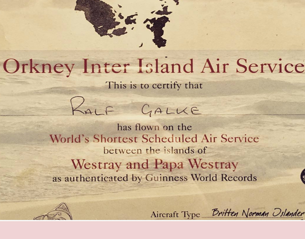 ৫১ বছরে পা দিয়েছে এই শর্টেস্ট শিডিউলড এয়ারলাইন্স সার্ভিস। ওর্কনে ইন্টার-আইল-এয়ার সার্ভিস গিনেস বুকের রেকর্ডের খাতায় নাম লিখিয়েছে।