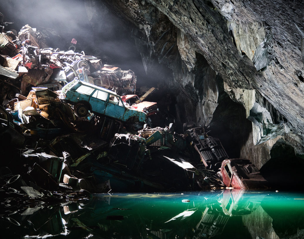 Once used as a mine, now an underground car cave in wales dgtl