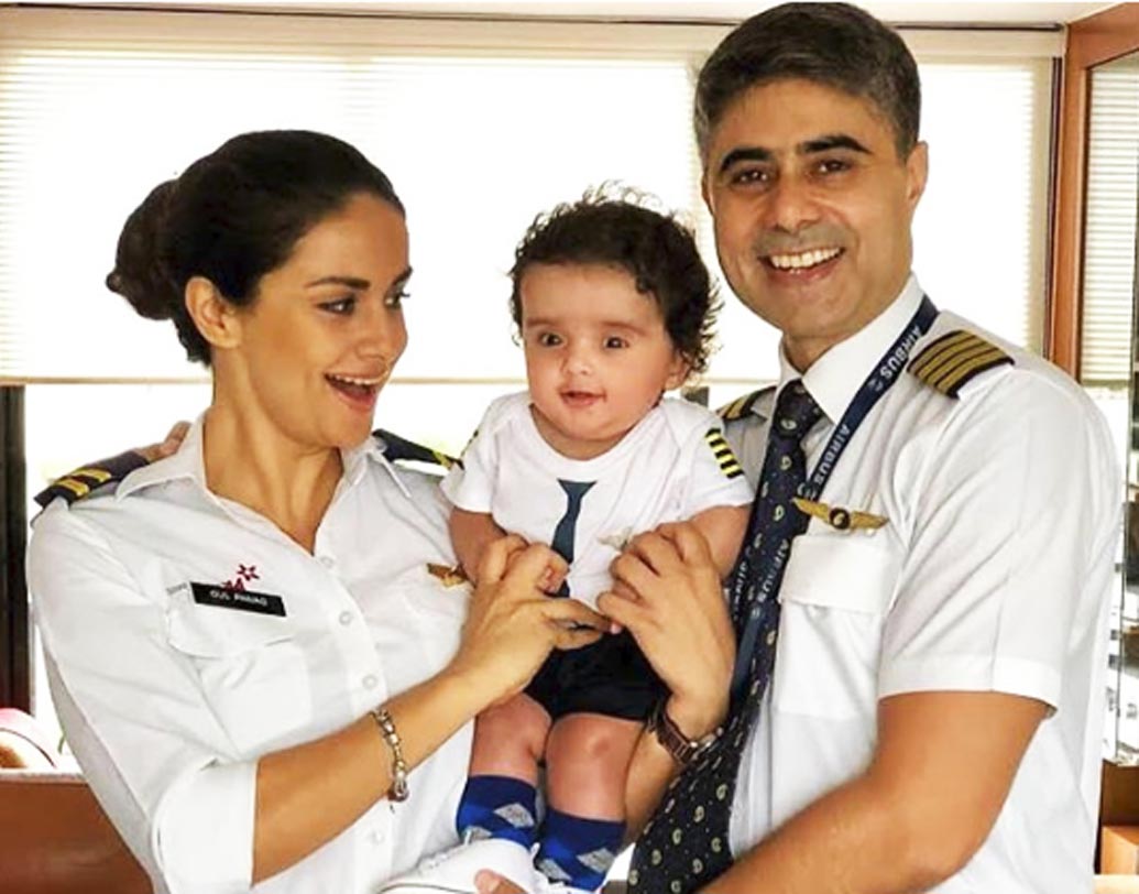 গুল পনাগ আর ঋষি আট্টারি তাঁদের পুত্রের নাম রেখেছেন নিহাল। ইনস্টাগ্রামে যে ছবিটি গুল পোস্ট করেছেন, সেখানে তাঁদের তিন জনের পরনেই পাইলটের পোশাক। অভিনেত্রীর স্বামী অর্থাৎ ঋষি আট্টারি আদতে জেটওয়েজের পাইলট।