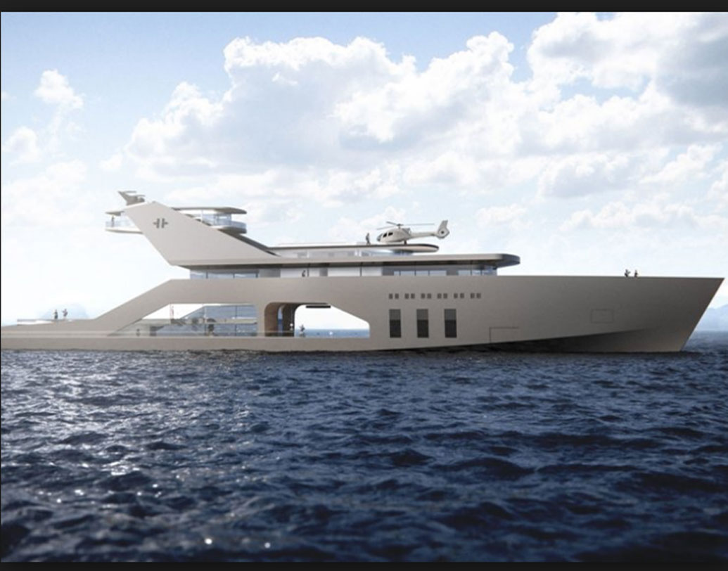 এই ইয়াটের পিছনের দিকে রয়েছে বিচটি। বিচের মতো বানানোর জন্য পিছন দিকটা ক্রমশ নিচু হয়ে সমুদ্রের জলের সঙ্গে মিশে গিয়েছে। বালি জলে ধুয়ে যাবে, তাই এই অংশে বালি দেওয়া হয়নি। মেঝেটা এমন ভাবেই বানানো হয়েছে, যাতে দেখতে বালির মতোই লাগে। সানবাথ নেওয়ার ব্যবস্থাও রয়েছে।