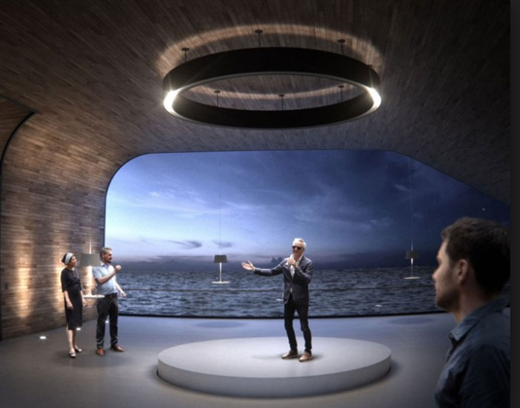 এর ভিতরে রয়েছে বিশালাকার একটি ঘর। পার্টি, অফিস কনফারেন্সের মতো কাজে ব্যবহার করা যায় এই ঘরটি। ঘরের দেওয়ালও তৈরি হয়েছে কাচ দিয়ে। হেলিকপ্টার ওঠানামার জন্য হেলিপ্যাডও রয়েছে এতে।