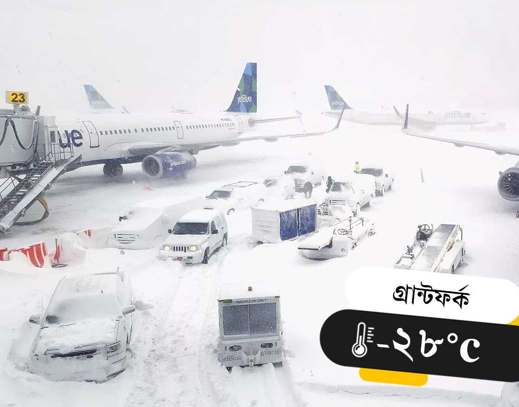 গ্রান্ডফর্ক আন্তর্জাতিক বিমানবন্দরে বিমান চলাচল ব্যাহত রয়েছে তুষারপাত ও কুয়াশার কারণে। এখানে তাপমাত্রা মাইনাস ২৮ ডিগ্রির আশেপাশে।