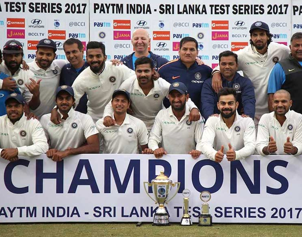 ২০১৭ সালেই শ্রীলঙ্কার বিরুদ্ধে তিন টেস্টের সিরিজ ১-০ ফলে জেতে ভারত। ইডেনে প্রথম টেস্ট ড্র হয়। নাগপুরে সিরিজের দ্বিতীয় টেস্ট ইনিংস ও ২৩৯ রানে জিতে সিরিজে এগিয়ে যায় ভারত। নয়াদিল্লিতে সিরিজের শেষ টেস্টের ফয়সালা হয়নি।