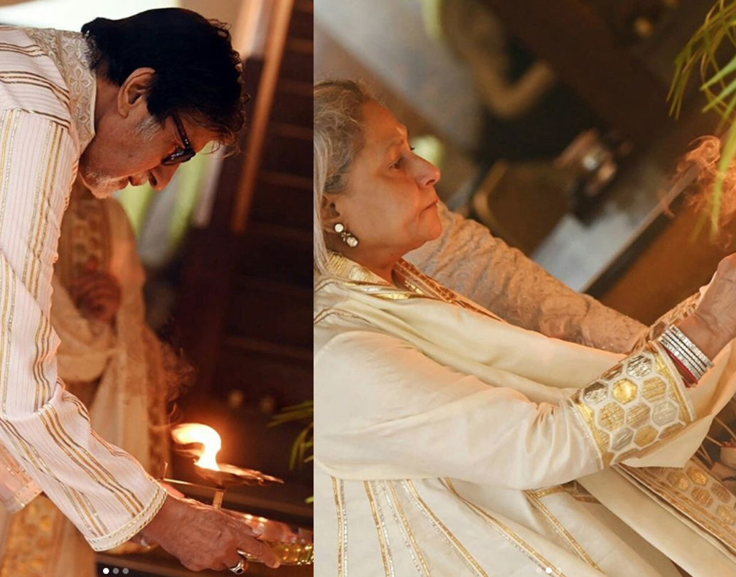 বচ্চন পরিবারও তাদের বাড়িতে সেরেছেন দিওয়ালির পুজো। সদ্য হাসপাতাল থেকে ফিরেছেন ‘বিগ বি’। স্ত্রী জয়ার সঙ্গে দেবীর আরাধনা করলেন অমিতাভ।