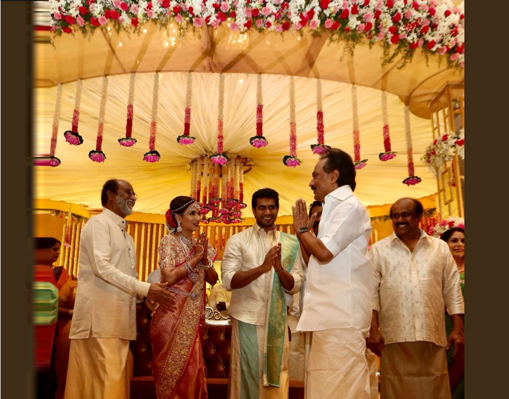 রজনীকান্তের মেয়ের বিয়েতে এসেছিলেন ডিএমকে নেতা স্ট্যালিন।