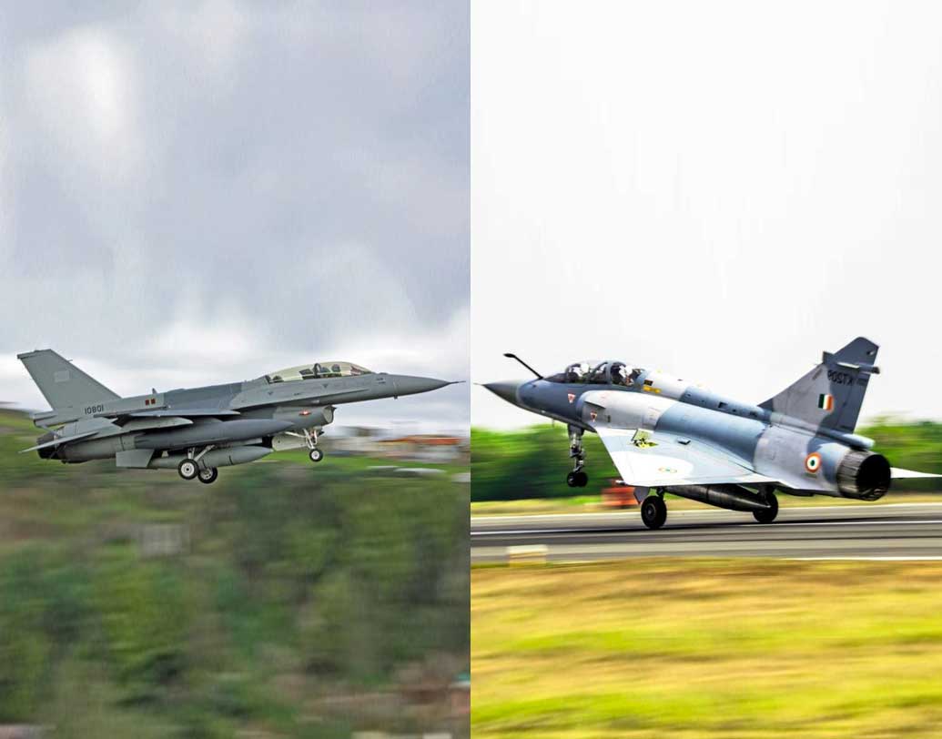 মিরাজ ২০০০ নিজের সুরক্ষাও করতে পারে, আবার আঘাতও হানতে পারে। মিরাজে দু’টি ৩০০ এমএম ডেভা ৫০ রিভলভার কামান থাকে, এফ ১৬-এর ক্ষেত্রে একটি ২০ এমএম এম৬১ ভালকান কামান থাকে বাঁ দিকের ডানায়। এফ ১৬-এর কামানের গুলির হার ৬ হাজার রাউন্ড প্রতি মিনিটে, অপর দিকে মিরেজের কামানে গুলির হার ১৮০০ রাউন্ড প্রতি মিনিটে।