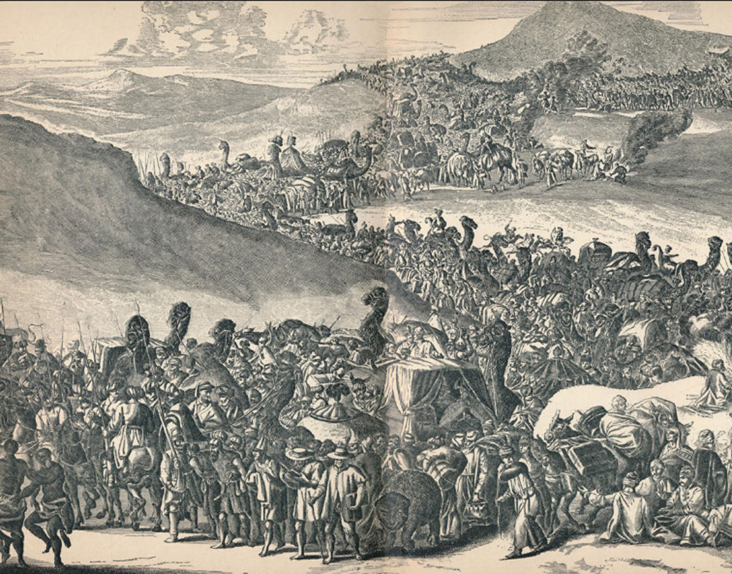 ইতিহাসবিদদের মতে, ১৩২৪ সালে মুসা মক্কা যাত্রা করেন। ৪ হাজার মাইলের এই যাত্রা ছিল আড়ম্বরপূর্ণ। অফুরন্ত ধনদৌলতের সঙ্গে নিয়েছিলেন বিশাল বাহিনীকে। কয়েক হাজার সেনা, ক্রীতদাস এবং প্রজাদের। মানসা মুসার সামনে ছিল ৫০০ সেনা, যাঁরা শুধুমাত্র সোনা বয়ে নিয়ে যাচ্ছিলেন। সোনা বয়ে নিয়ে যাওয়ার জন্য কাজে লাগানো হয় উট এবং ঘোড়াদেরও।