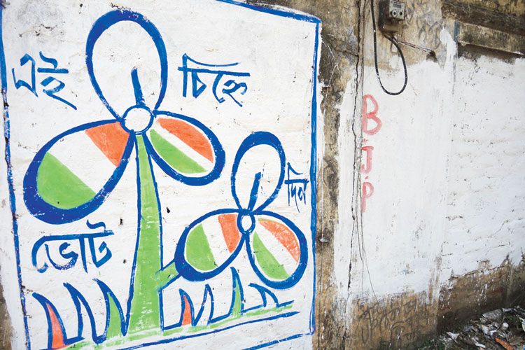 Lok Sabha Election 2019: TMC vote campaigning by wall writing