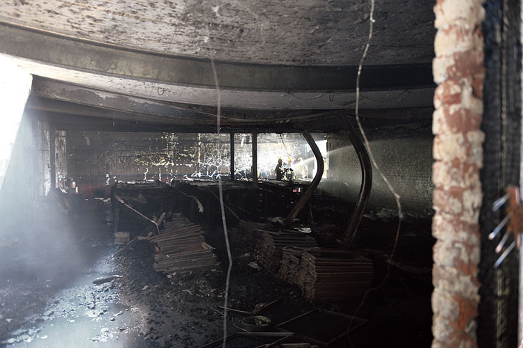 Fire on a silk screen printing unit in Chitpur