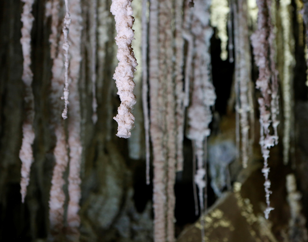 মরুভূমি থেকে উড়ে আসা ধুলোর কারণে গুহার অভ্যন্তরে তৈরি হয়েছে বিচিত্র নকশা। বিশালাকার নুনের ফলক, ধুলো আর খনিজ পদার্থ মিলে অসাধারণ ভাস্কর্য তৈরি হয়েছে গুহায়।