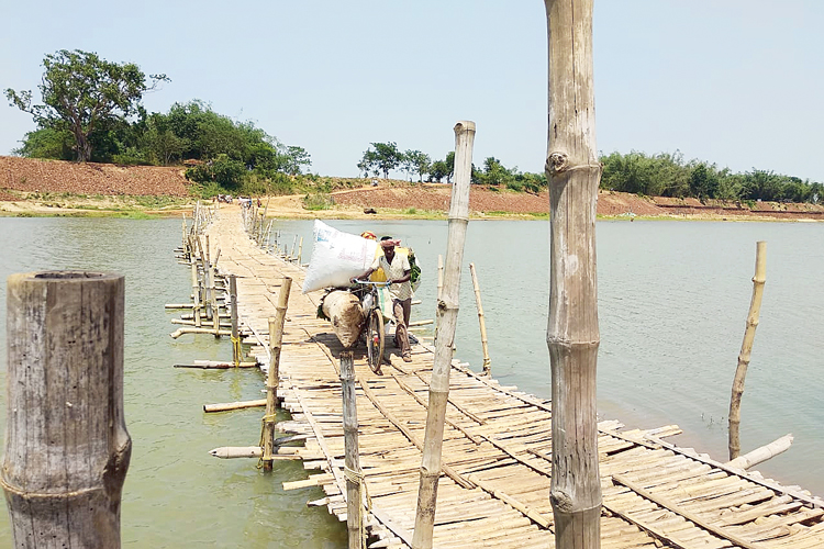  সেতু পায়নি চুবকা। বাঁশের সাঁকোই ভরসা চুবকায়। নিজস্ব চিত্র