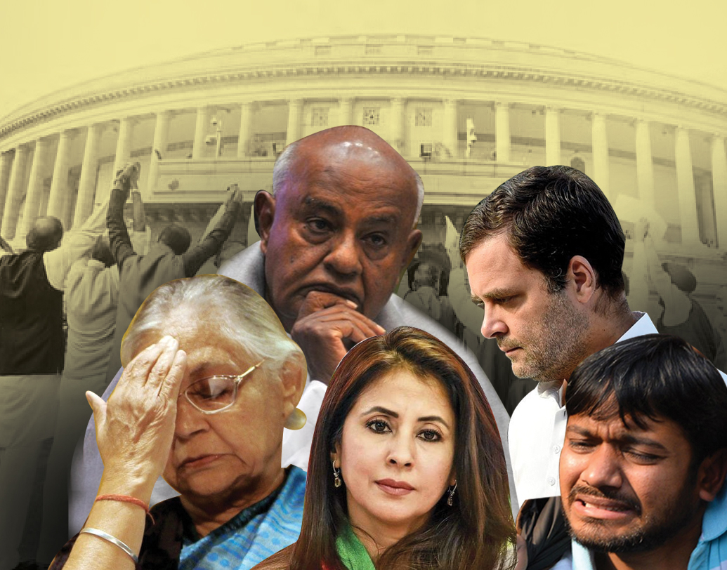 বাংলায়  সিপিএম এবং কংগ্রেস কার্যত মুছে যাওয়ার মতো অবস্থায় পৌঁছেছে এ বার। দেশেও পর্যুদস্ত হয়েছেন কংগ্রেস, বিএসপি, এসপির তাবড় প্রার্থীরা। রাহুল গাঁধী থেকে এইচ ডি দেবগৌড়া বিপুল ব্যবধানে হেরে গিয়েছেন অনেকেই।