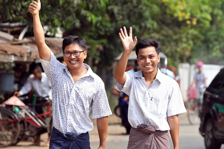 মুক্তির পর। ছবি: রয়টার্স। 