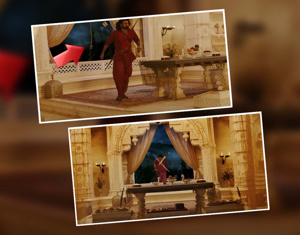 বাহুবলীর দড়ি বেয়ে ঘরের ভিতরে আসার একটি দৃশ্য ছবিতে দেখানো হয়। কিন্তু তার পরেই যখন ঘর থেকে বেরনোর প্রয়োজন পড়ে, তখন সেই দড়ি উধাও হয়ে যায় এবং দেখা যায় ঘর থেকে লাফিয়ে নীচে নামছেন বাহুবলী। এও কন্টিনিউয়েশনের ভুল বলেই দাবি সিনেমাপ্রেমীদের।