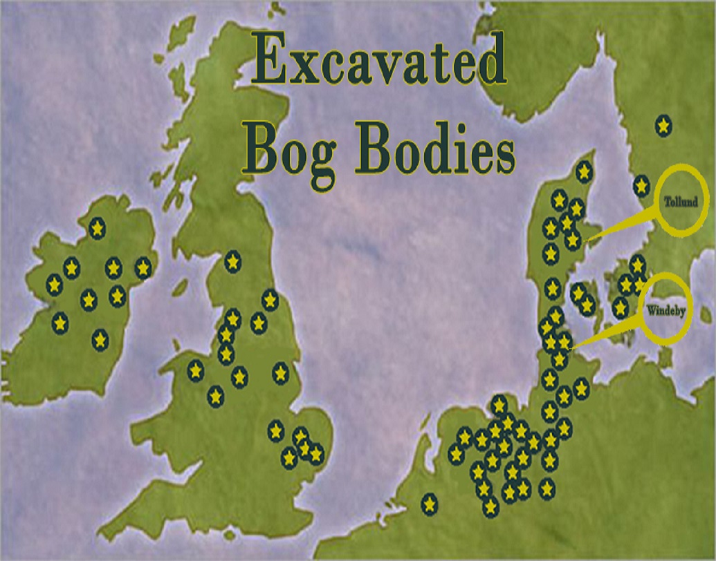 জার্মানি, ডেনমার্ক, নেদারল্যান্ডস, আয়ারল্যান্ড থেকে মার্কিন যুক্তরাষ্ট্রের একাধিক জায়গা থেকে প্রত্নতত্ত্ববিদরা এই ধরনের দেহের খুঁজে পান ।