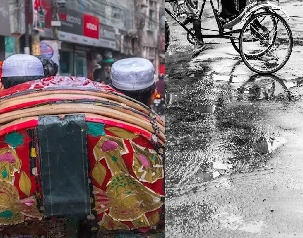 মাথায় হেলমেট, পরনে ছাপা শাড়ি। রিকশা চালানোর পরেও হাসি মিলিয়ে যায় না জেসমিনের মুখ থেকে। এ ভাবেই তিনি খুঁজে পেয়েছেন বেঁচে থাকার আনন্দ।   ছবি: সোশ্যাল মিডিয়া