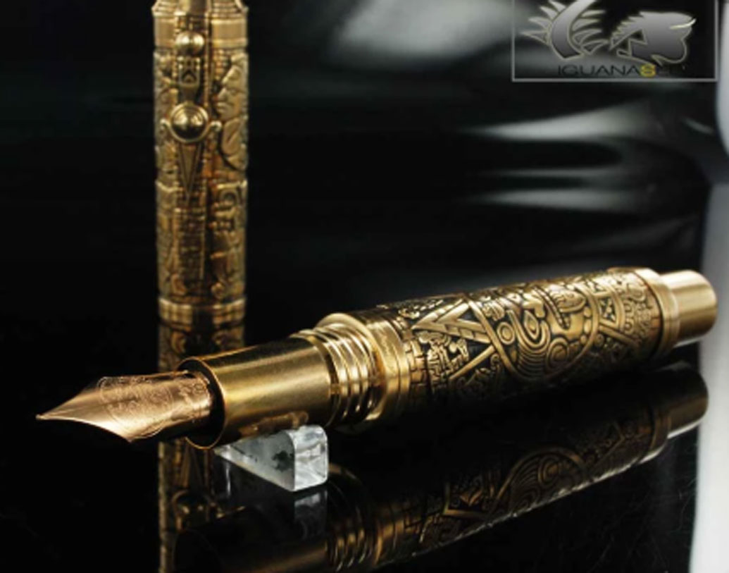 মন্তেগ্রাপ্পা-এনসিয়েন্ট মেক্সিকান সিভিলাইজেশন: ওলমেক, মায়া, টিওথিহুয়াকান, টোলটেক এবং অ্যাজটেক— মেক্সিকোর এই পাঁচ সভ্যতার নানা শিল্প ফুটিয়ে তোলা হয়েছে এই পেনে।১৮ ক্যারাট সোনা, রুপো ও ব্রোঞ্জের মিশ্রণে তৈরি করা হয়েছে পেনটি। ১৮ ক্যারাট সোনা দিয়ে তৈরি পেনের নিবটি। পেনের দাম ৯৭ লক্ষ টাকা।