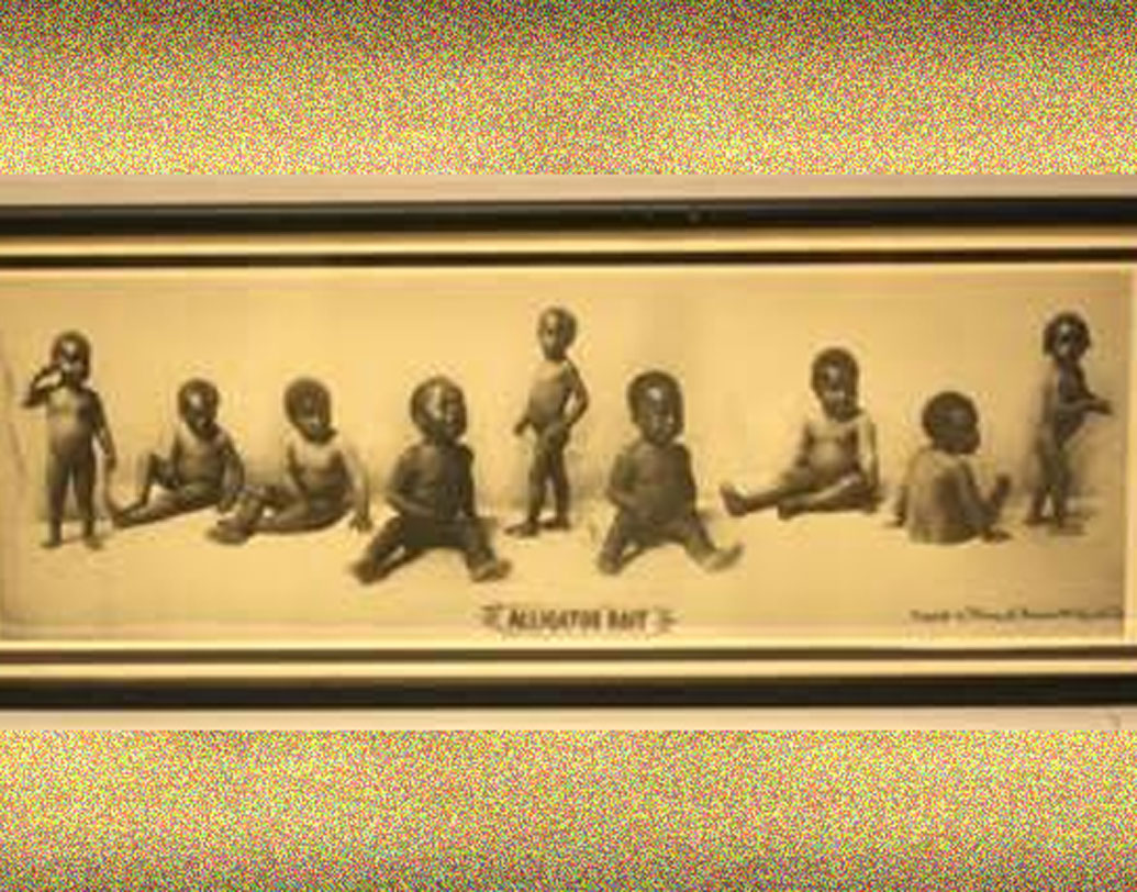 শোনা যায়, তিনি নাকি নিজের বাড়ির দেওয়ালে ওই ছবিটা টাঙিয়ে রেখেছিলেন। ছবিতে দেখা যাচ্ছে, ন’জন কৃষ্ণাঙ্গ শিশু নগ্ন অবস্থায় বসে রয়েছে। আর তাদের তলায় লেখা ‘অ্যালিগেটর বেট’।