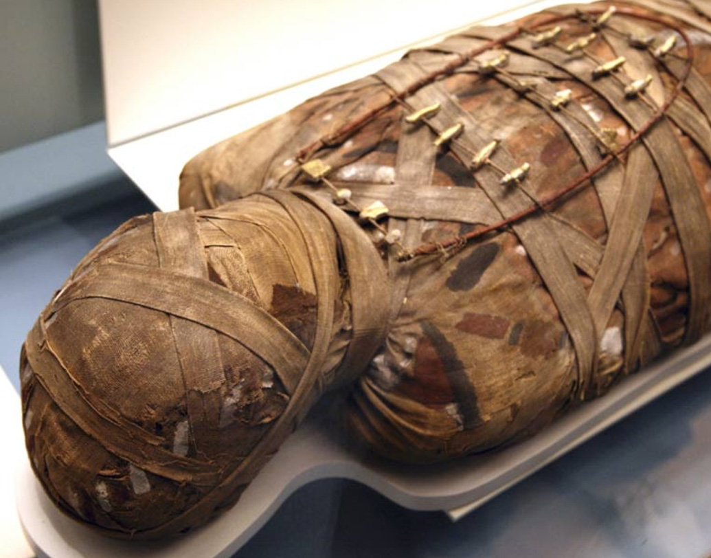 ৪০ দিন পরে নাট্রনের আস্তরণ সরিয়ে পরিষ্কার করা হত শব। তারপর ঘষা হত শুকনো চামড়া। প্রত্যঙ্গহীন ফাঁকা দেহের খোলসে ভরা হত বালির গুঁড়ো এবং পুরনো কাপড়ের টুকরো। দেহের যে অংশ দিয়ে বার করা হত অঙ্গ প্রত্যঙ্গ, সেই খোলা মুখ বন্ধ করা হত মোম দিয়ে।   ( ছবি: সোশ্যাল মিডিয়া )