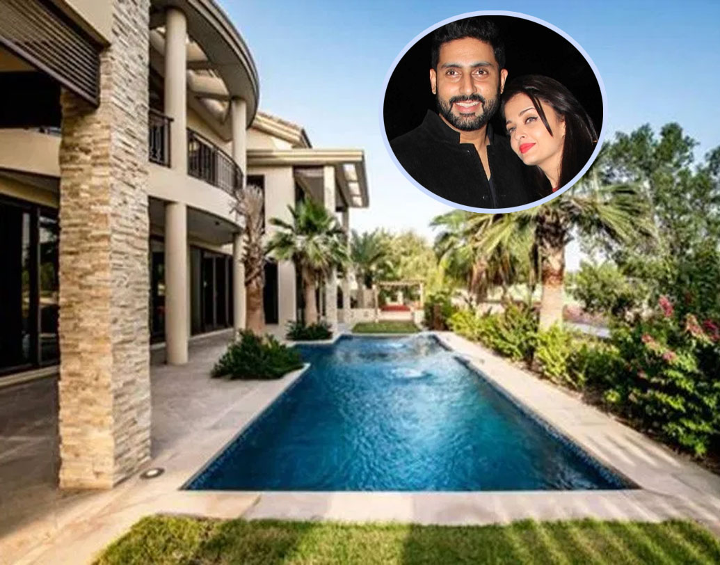 দুবাইতে স্যাংচুয়ারি ফলসে অভিষেক ও ঐশ্বর্য বচ্চনের বাংলোটি ঠিক যেন একটা রিসর্ট। সুইমিং পুল, ল্যান্ডস্কেপ গার্ডেন, কী নেই তাতে! প্রায় ১১ হাজার বর্গফুট জায়গা জুড়ে ছড়িয়ে রয়েছে সেই বাংলো। আর তার বাজারদর ৬৮ কোটি ৩০ লক্ষেরও বেশি।