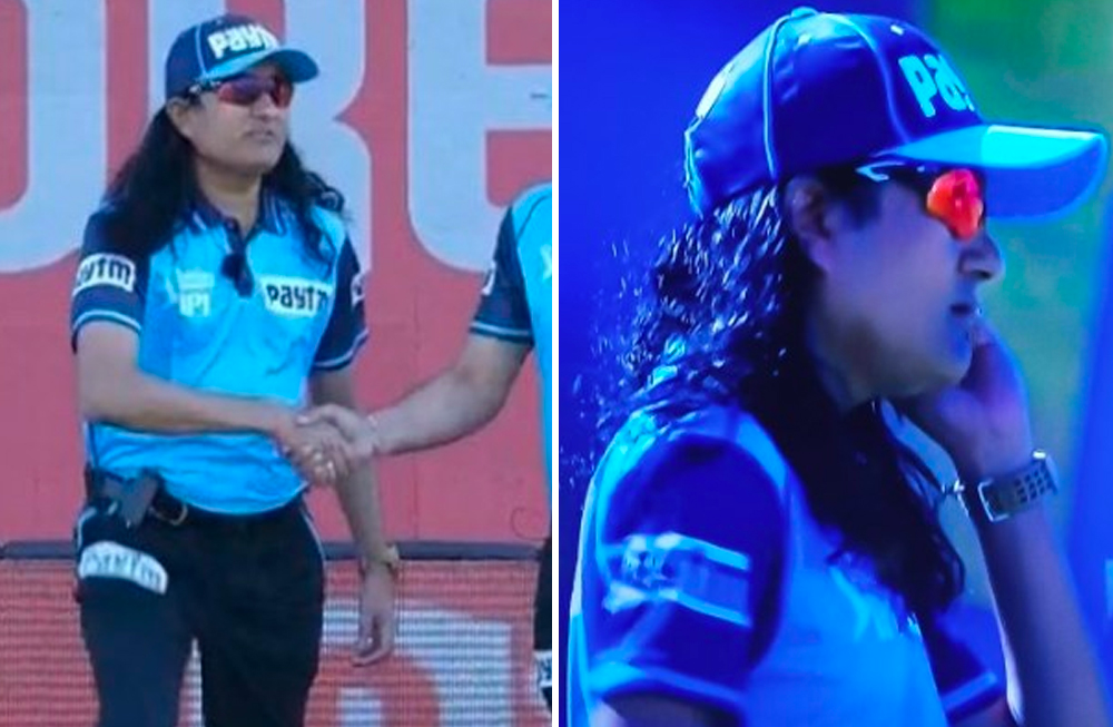 আইপিএল-এ অবশ্য হেলমেট পরেননি তিনি। এখানে তাঁর স্টাইল স্টেটমেন্ট কোঁকড়া চুলের উপর ক্যাপ এবং রোদচশমা। সঙ্গী আম্পায়ার সুন্দরম রবিকে নিয়ে মাঠে নামতেই ক্যামেরা ঘুরে গিয়েছে পশ্চিমের দিকে।