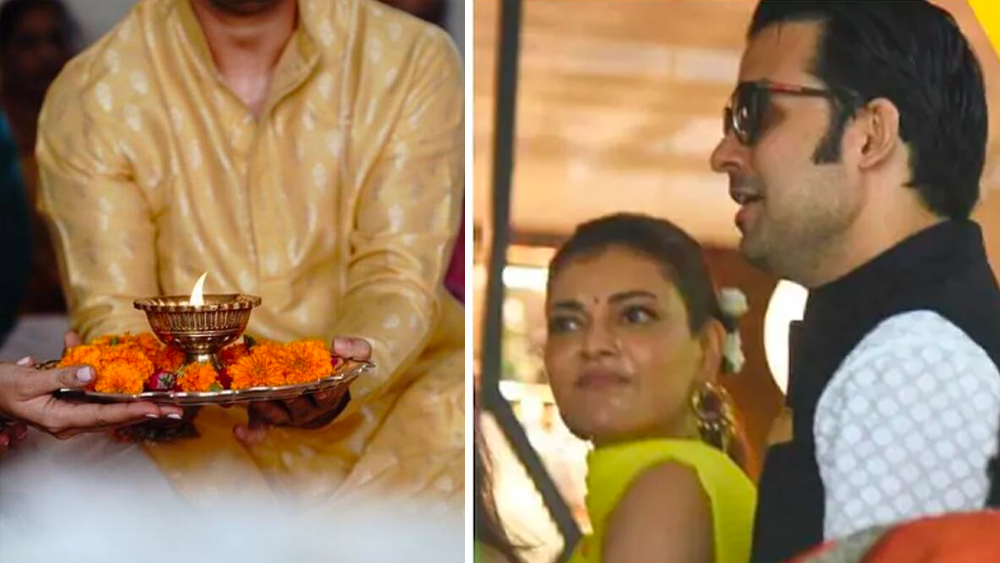 ঘিয়ে রঙের ফ্লোরাল পঞ্জাবি আর সাদা চাপকান পরিহিত গৌতমকে বেশ চোখে পড়ছিল। পুরোহিতের নির্দেশ মেনে অনুষ্ঠানের যাবতীয় আচার পালন করেছেন তিনি।