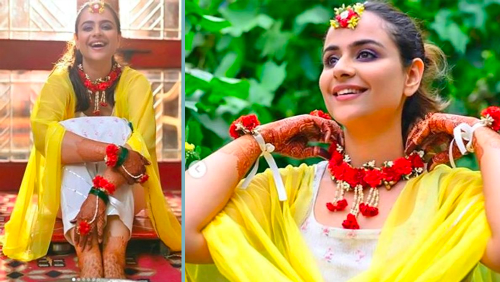 গায়ে হলুদের অনুষ্ঠানে প্রাচী নজর কেড়েছিলেন ফুলের গয়নাতেও। কে বলবে ইনিই ৫৪তম ন্যাশনাল গেমসে নেটবলে স্বর্ণপদক বিজয়িনী।