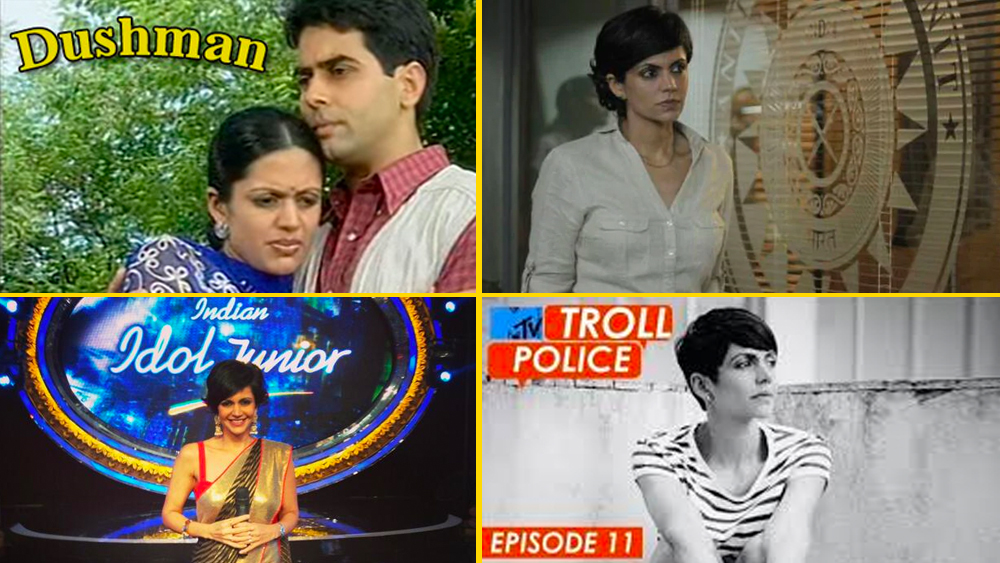 নয় এবং তার পরের দশকেও মন্দিরা ছিলেন ছোট পর্দার প্রথম সারির অভিনেত্রী। দূরদর্শন পরবর্তী সময়ে তিনি কাজ করেছেন বিভিন্ন বেসরকারি চ্যানেলে। ছোট পর্দায় তাঁর কাজের মধ্যে উল্লেখযোগ্য হল ‘আহত’, ‘ঘরজামাই’, ‘সিআইডি’, ‘কিঁউকি সাস ভি কভি বহু থি’, ‘জসসি জ্যায়সি কোই নহিঁ’ এবং ‘সারাভাই ভার্সেস সারাভাই’।