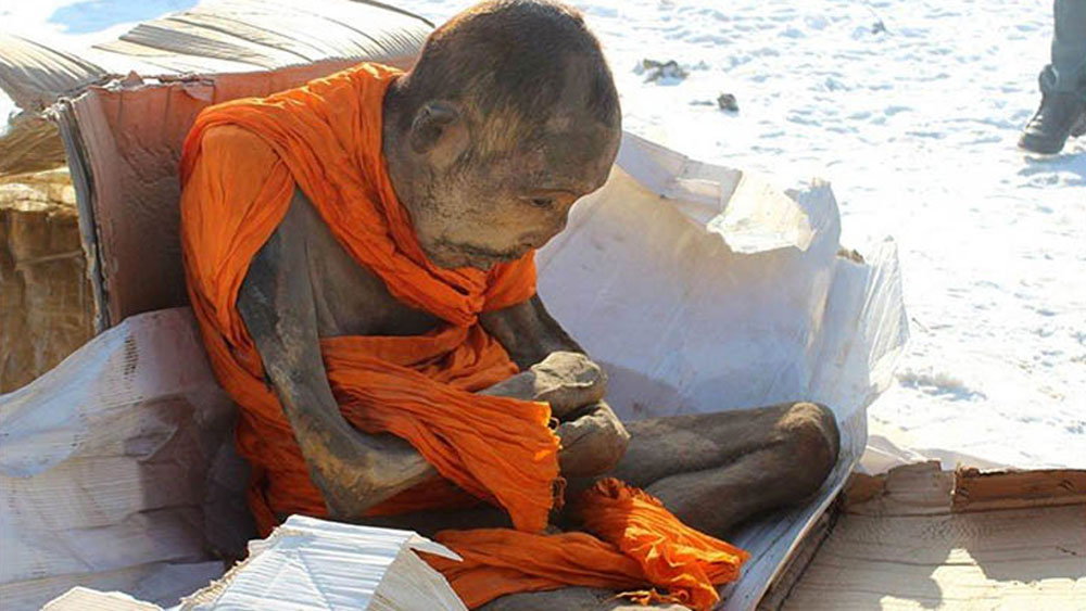 চলতি বছরের জানুয়ারিতে যেমন পদ্মাসনে ধ্যানমগ্ন হয়ে বসে থাকা প্রায় দুশো বছরের পুরনো এক বৌদ্ধ সন্ন্যাসীর মমি উদ্ধার হয়েছে। পূর্ব এশিয়ার মঙ্গোলিয়ায় ওই মমির খোঁজ মেলে। তাঁর সারা দেহ পশুর চামড়া দিয়ে আবৃত ছিল।